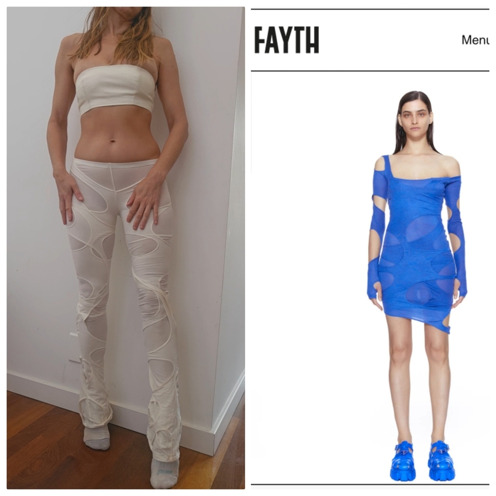Nwot Fayth Demobaza Ivory Dune Aesthetic Muted Layered Pants Xs S - Picture 2 of 4
